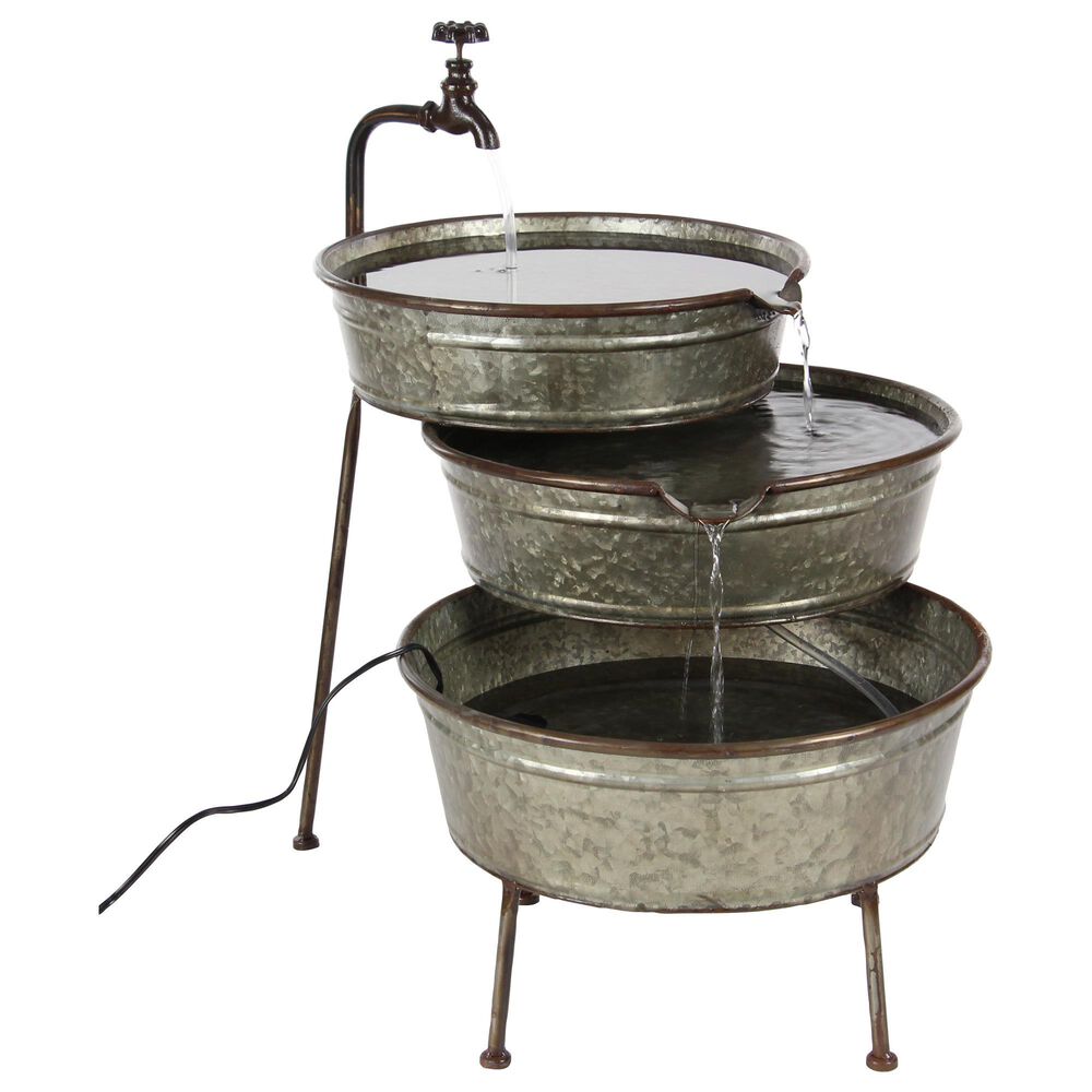 Maple and Jade 26&quot; Farmhouse 3-Tier Tub Fountain in Gray, , large