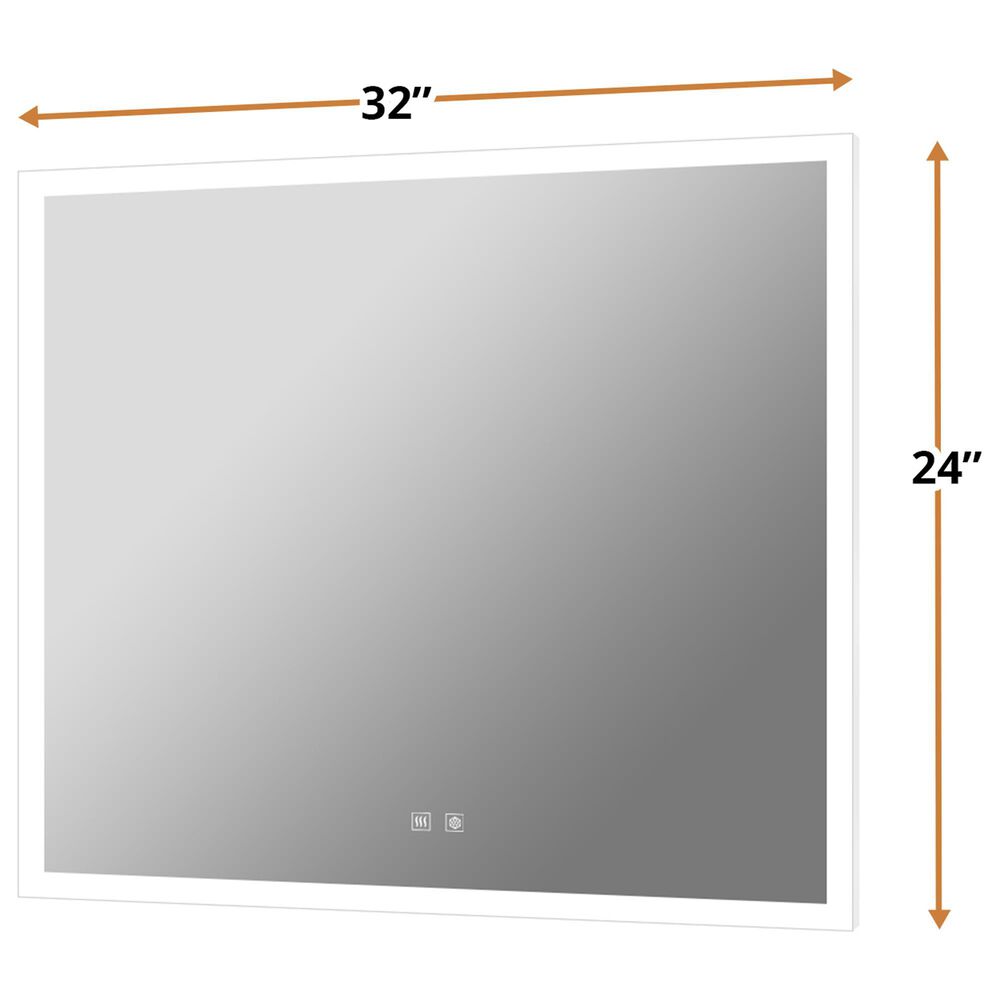 Lexora Home Aurorium 30" x 28" LED Vanity Mirror in White, , large
