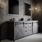 Lexora Home Marsyas 84" Double Bathroom Vanity in Dark Grey with White Carrara Marble Top and Rectangular Sinks, , large