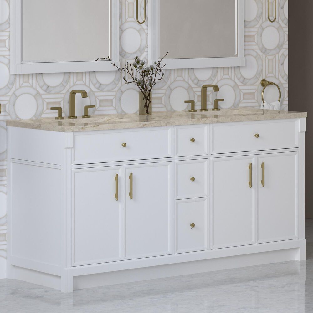 James Martin Bellshire 72" Double Bathroom Vanity in Bright White with 3 cm Tajnar Eclos Top, Rectangular Sinks and FreePower Wireless Charger, , large