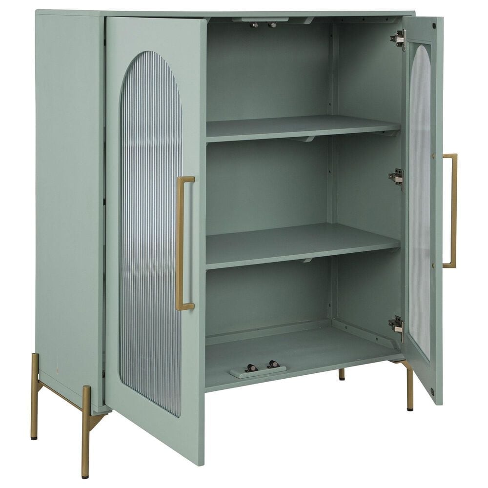 Ashley Adwen Accent Cabinet in Light Green and Gold, , large