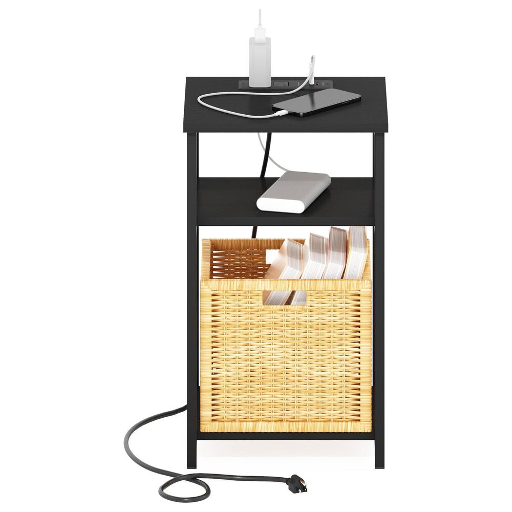 HOMLUX 22.7" 3-Tier End Table in Americano and Black, , large