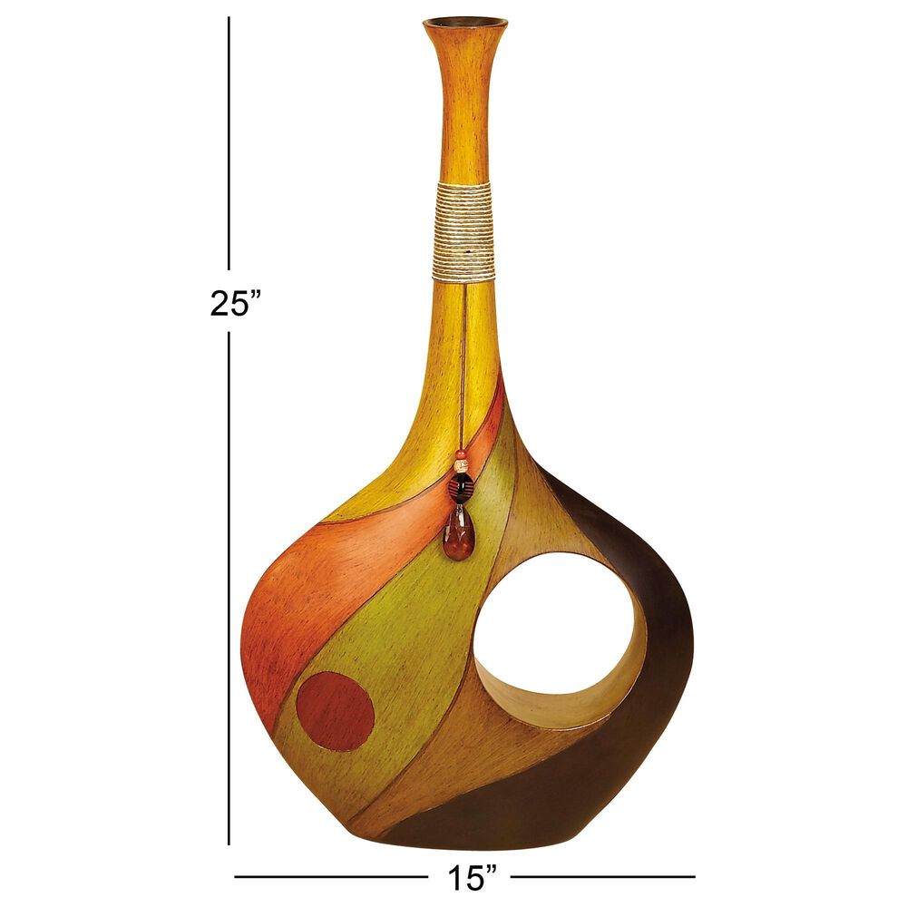 Maple and Jade 25&quot; x 15&quot; Eclectic Abstract Swirl Vase in Multicolor, , large