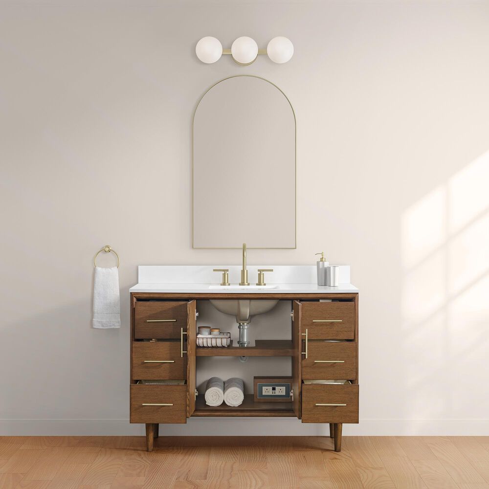 37B Mertola 48" Single Bathroom Vanity Cabinet in Dark Maplewood with White Composite Stone Top and Backsplash, , large