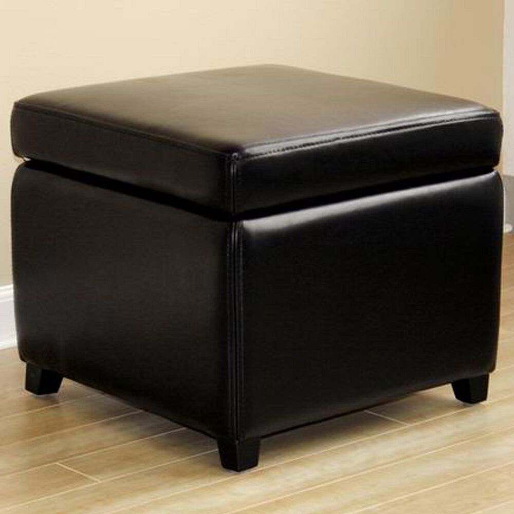 Baxton Studio Small Cube Storage Ottoman in Black, , large