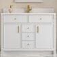 James Martin Bellshire 48" Single Bathroom Vanity in Bright White with Single Hole 3 cm White Zeus Silestone Top and Rectangular Sink, , large