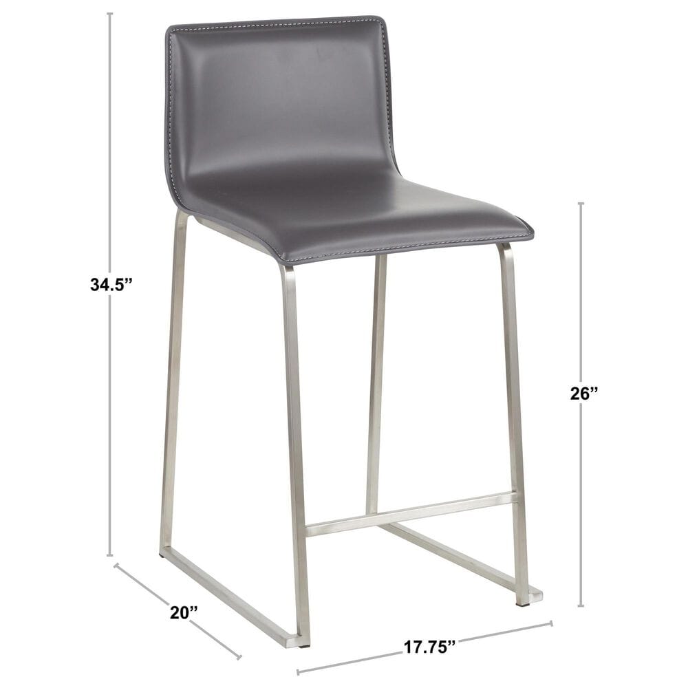 Lumisource Mara Counter Stool with Grey Cushion in Black &#40;Set of 2&#41;, , large