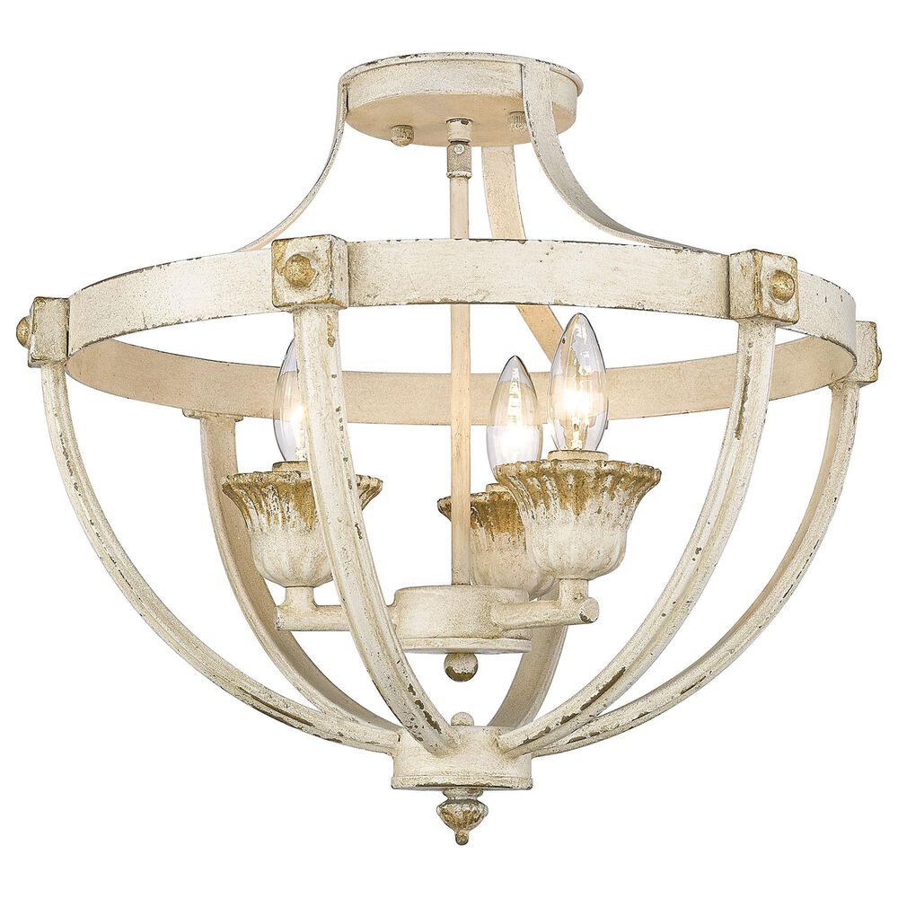 Golden Lighting Jules 3-Light Semi-Flush in Antique Ivory, , large