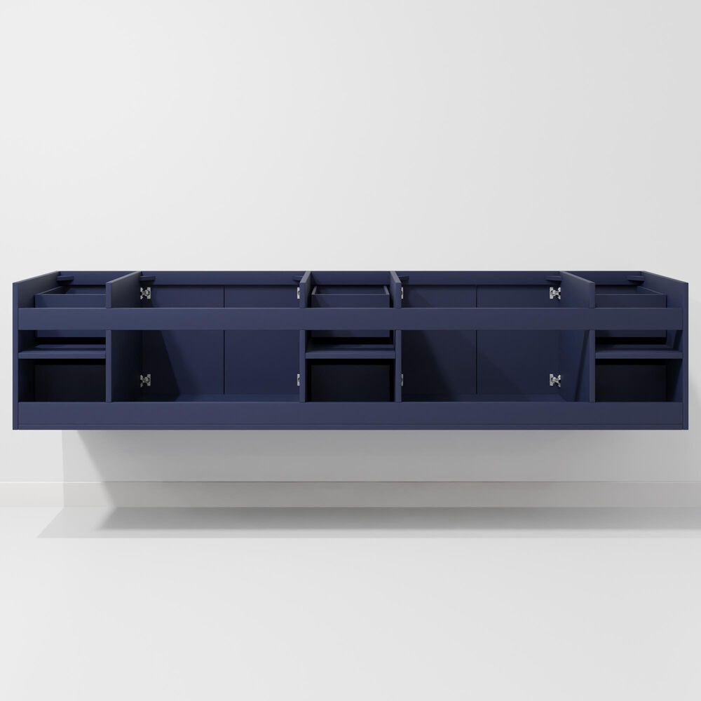 Lexora Home Geneva 84" Double Bathroom Vanity in Navy Blue with 2 cm White Cultured Marble Top and Rectangular Sinks, , large