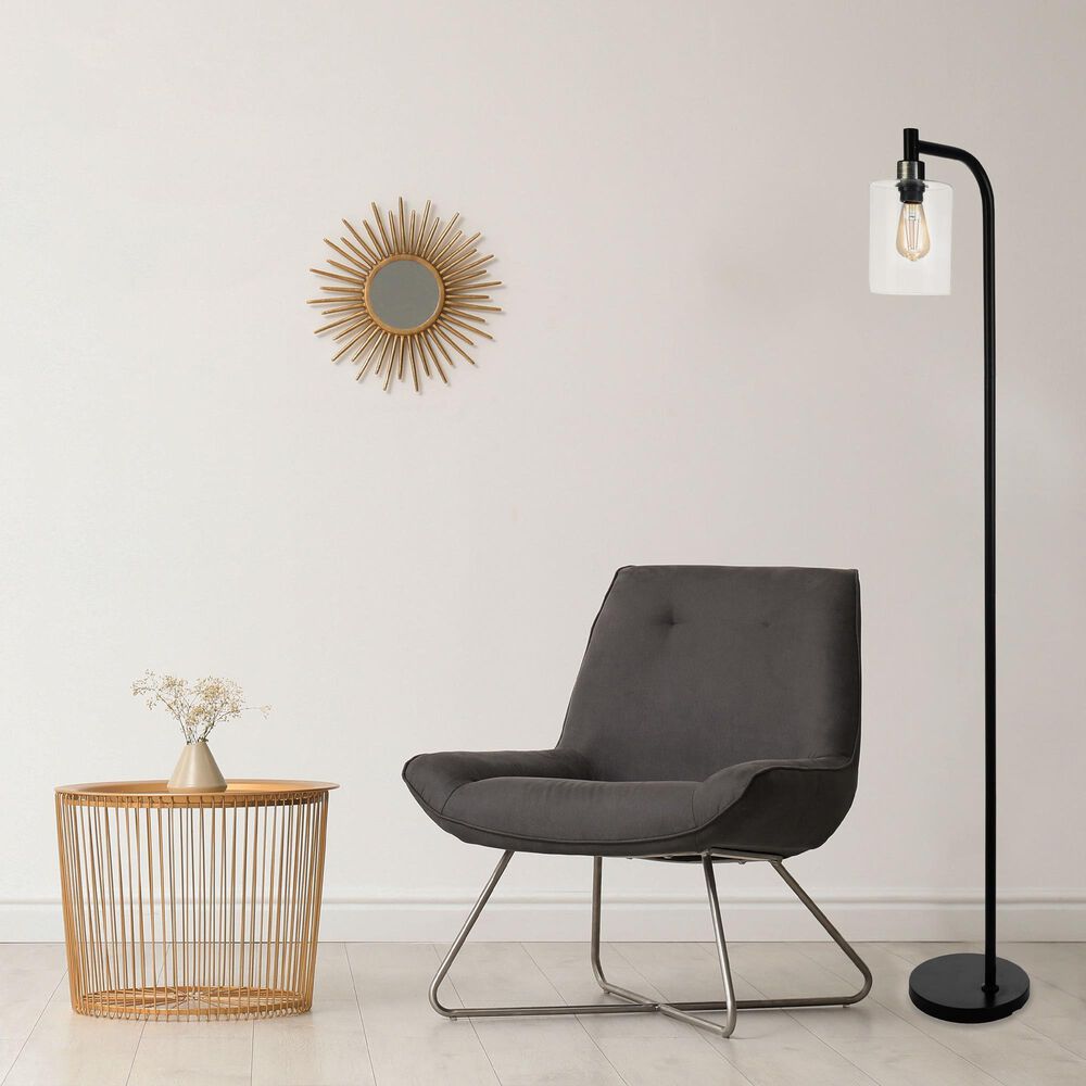Timberlake 65" Modern Floor Lamp with LED Edison Bulb in Black, , large