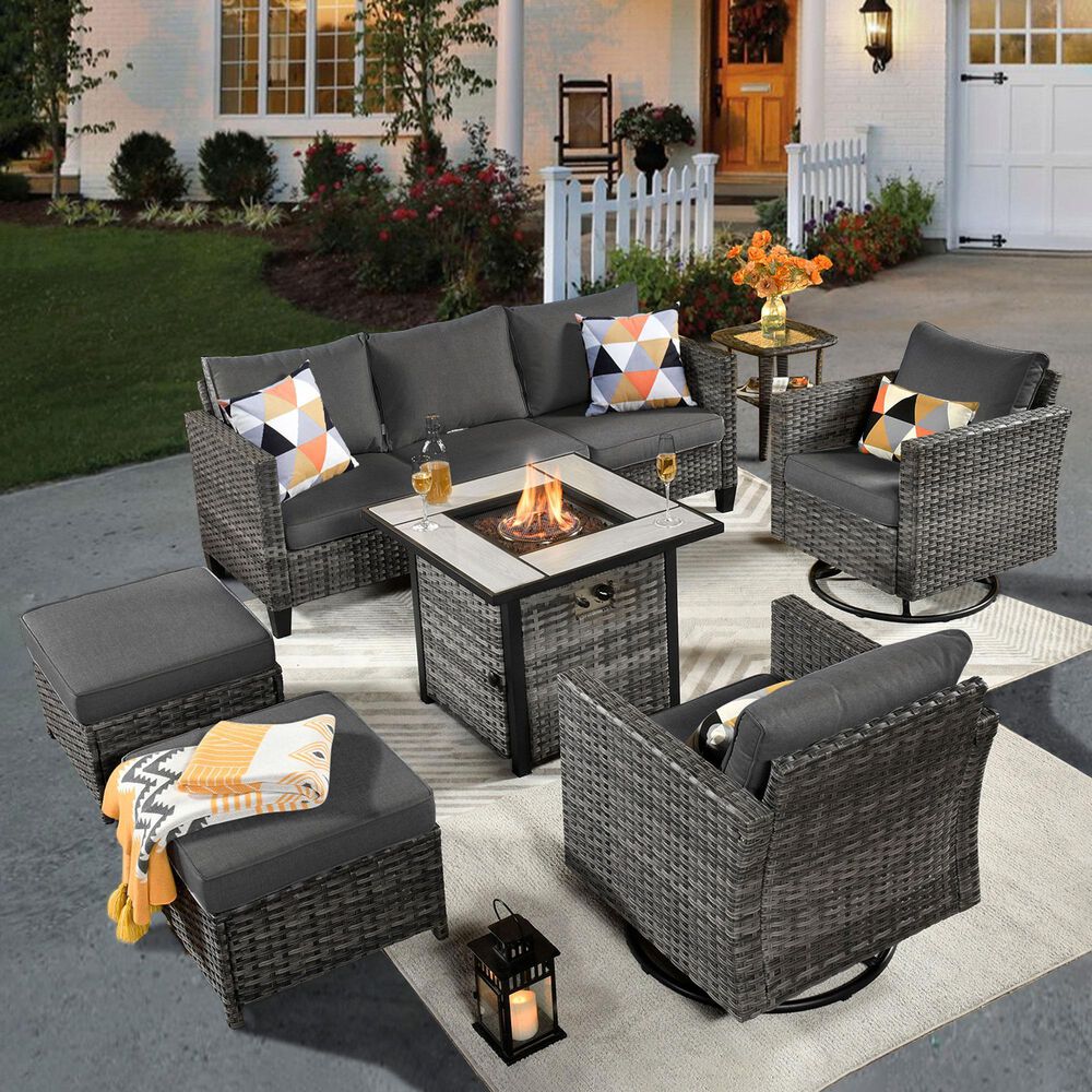 HOMLUX 7-Piece Patio Sofa Set in Black, , large