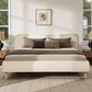 Jennifer Taylor Home Roman King Platform Bed with Oatmeal Light Beige Upholstered in Natural Whitewashed, , large