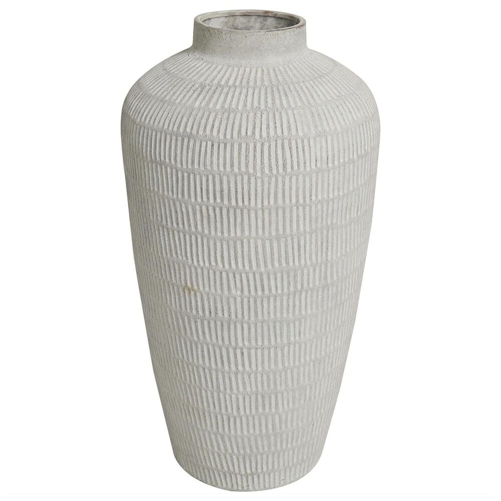 Maple and Jade 23" Decorative Vase with Linear Pattern in Distressed Cream, , large
