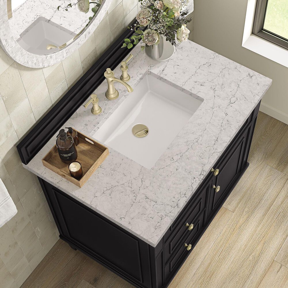 James Martin Vanities Lorelai 36&quot; Single Vanity in Black Onyx with 3 cm Charcoal Soapstone Quartz Top, , large