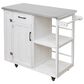 Hearth and Haven Outdoor Kitchen Island Cart with Stainless Steel Top, Towel and Spice Racks in White, , large