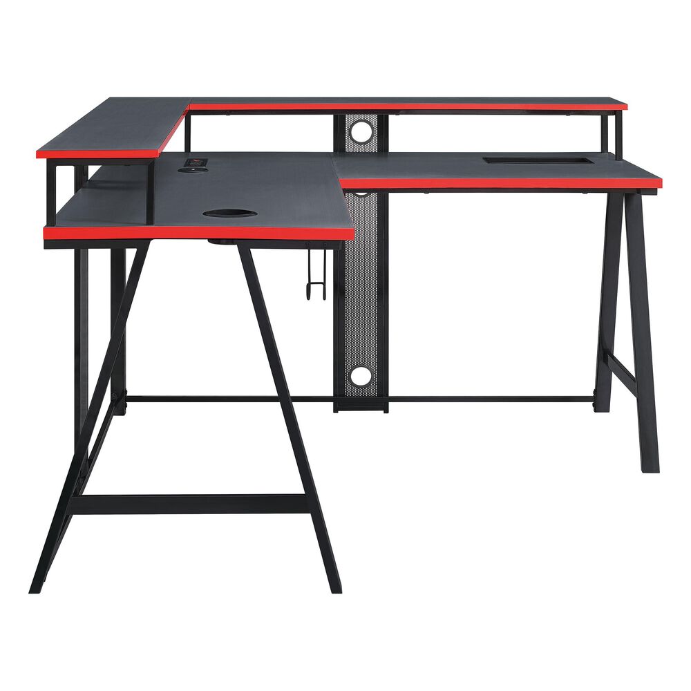 OSP Home Disruptor L-Shaped Gaming Desk in Black and Red, , large