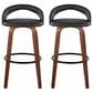 LumiSource Grotto Swivel Bar Stool with Black Velvet Upholstery in Walnut Wood and Black (Set of 2), , large