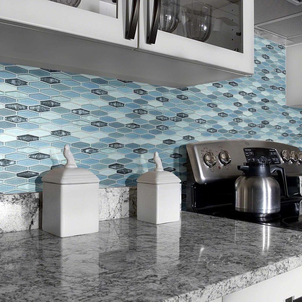 Other Molten Stretch Hexagon Santorini 11.77" x 11.81" Glass Mosaic Sheet, , large