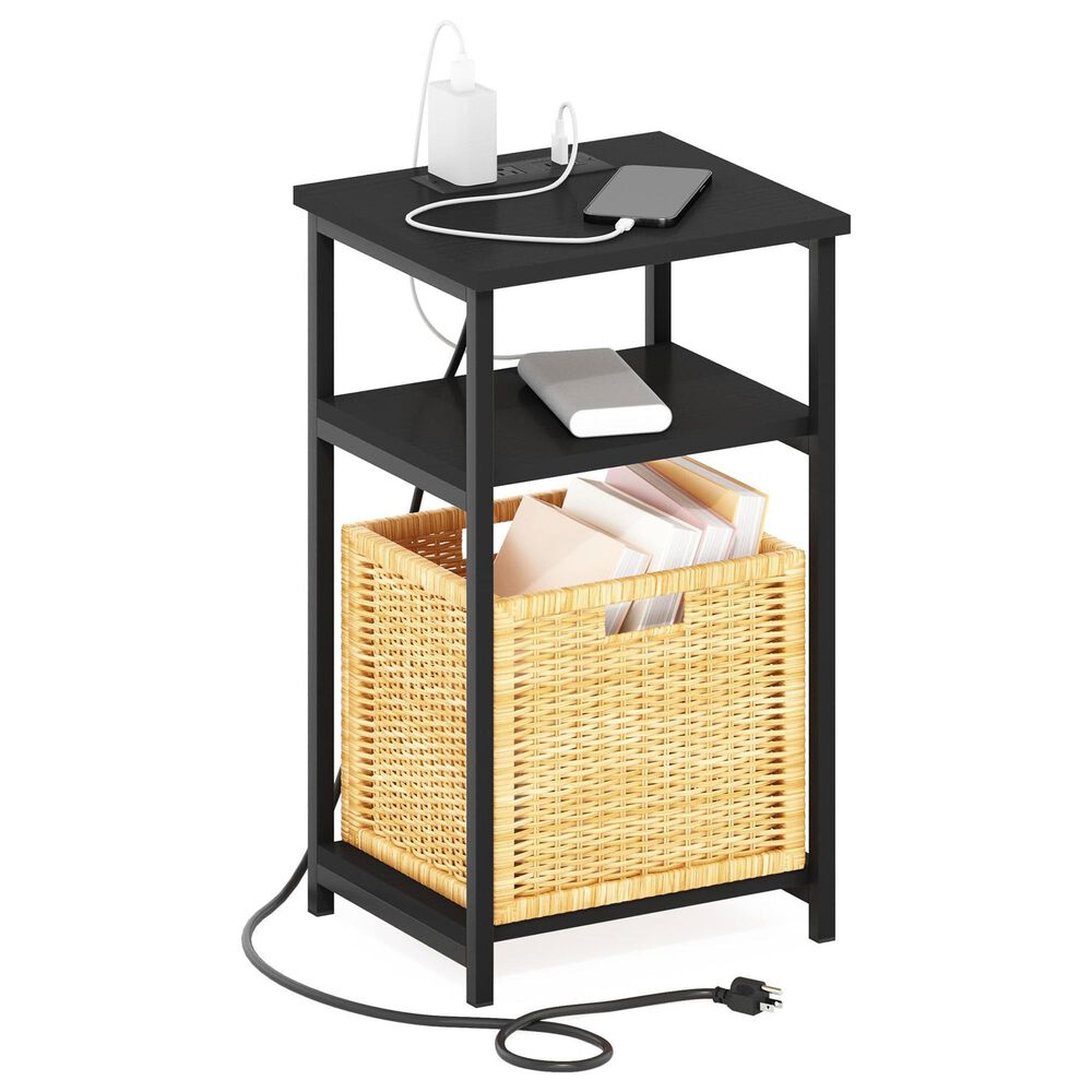 HOMLUX 22.7" 3-Tier End Table in Americano and Black, , large