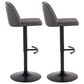 LumiSource Toriano Swivel Adjustable Bar Stool with Grey Faux Leather Upholstery in Black (Set of 2), , large