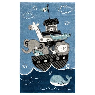 Safavieh Carousel Animals 3"3" x 5"3" Blue and Grey Kids  Area Rug, , large