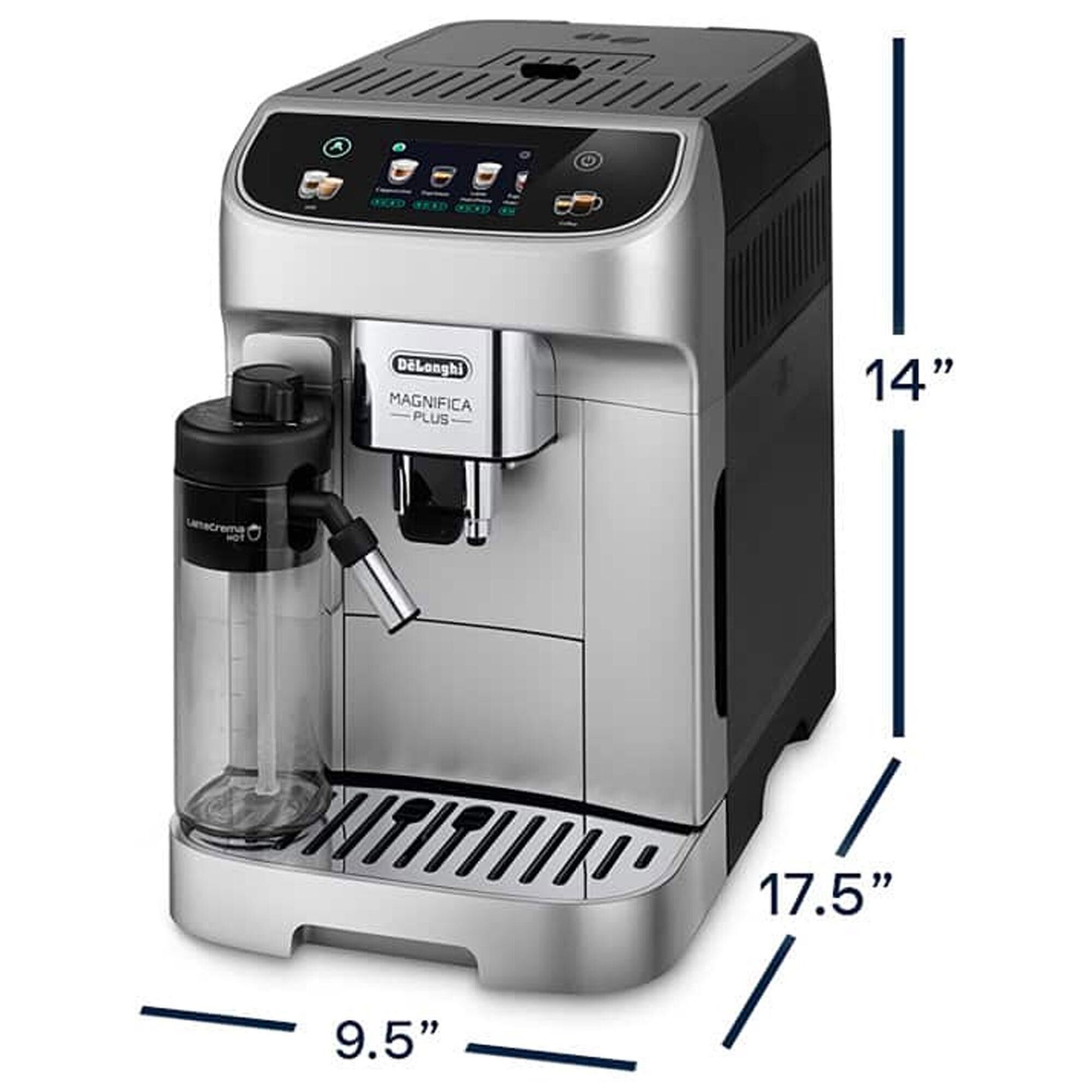 DeLonghi Magnifica Plus 60 Oz Automatic Espresso Machine in Silver