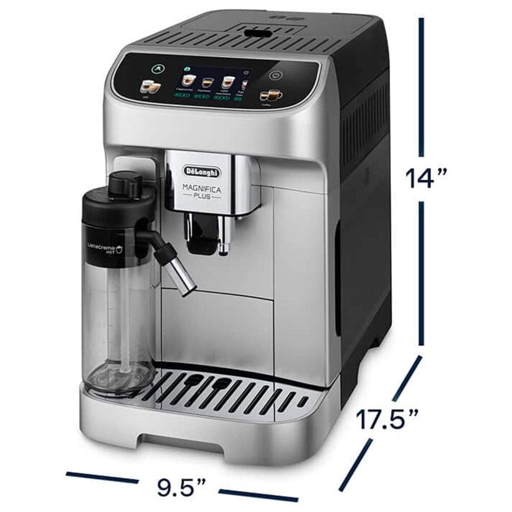 DeLonghi Magnifica Plus 60 Oz Automatic Espresso Machine in Silver Black, , large