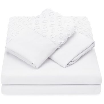 Chanasaya Home 4-Piece Queen Clipped Textured Sheet Set in White, , large
