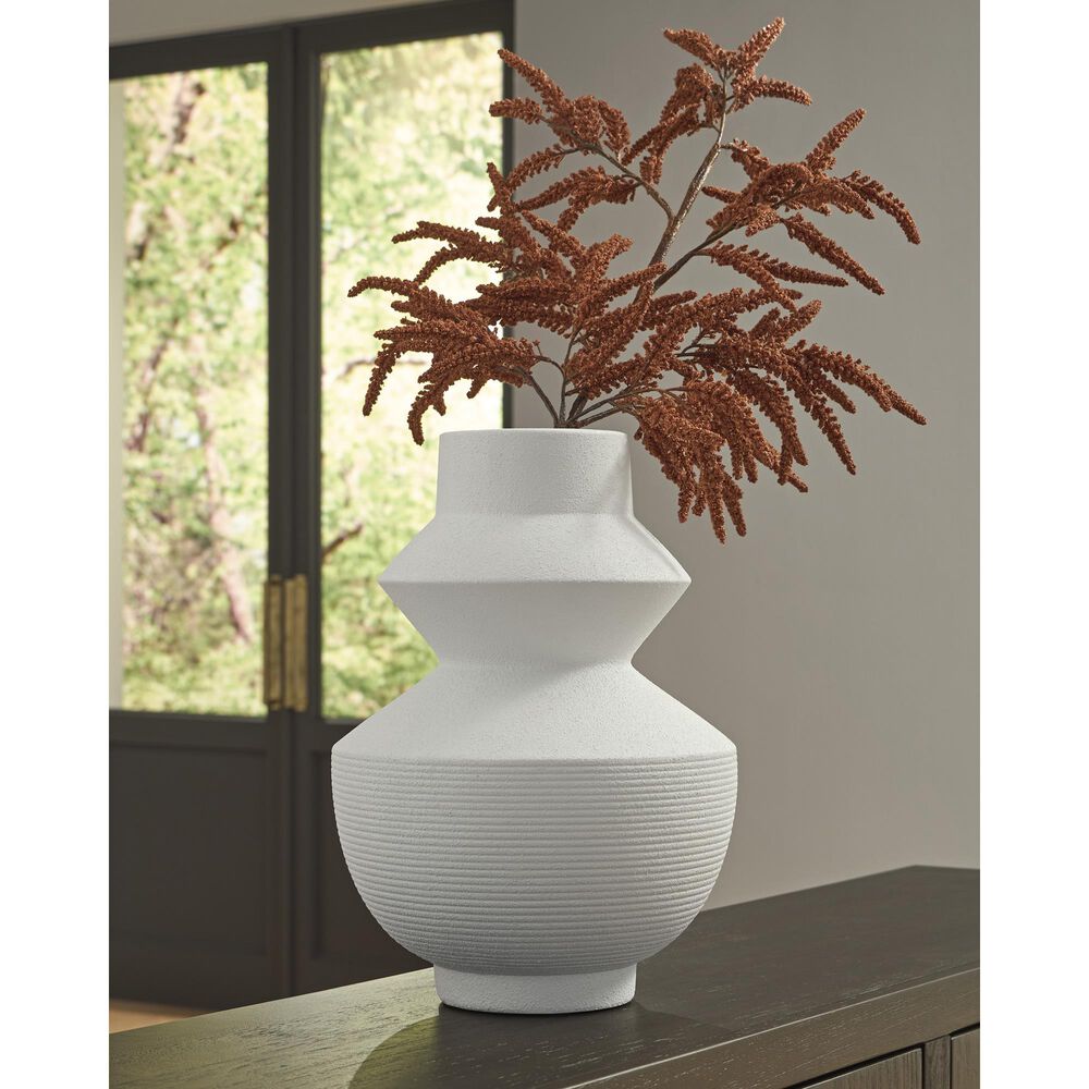 Ashley Naveen 18" Vase in Crisp White, , large