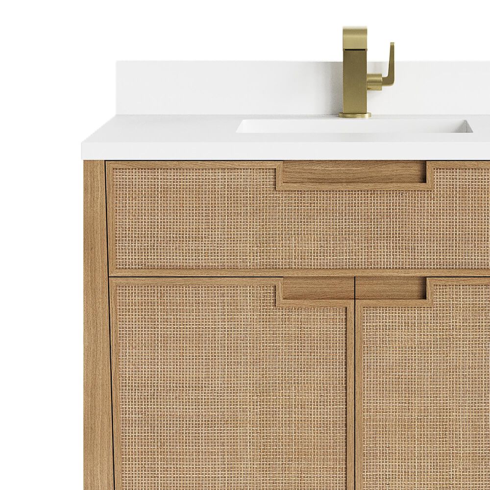 James Martin Vanities Solene 36&quot; Single Bathroom Vanity in Seaside Oak with Single Hole 3 cm White Zeus Quartz Top and Rectangular Sink, , large