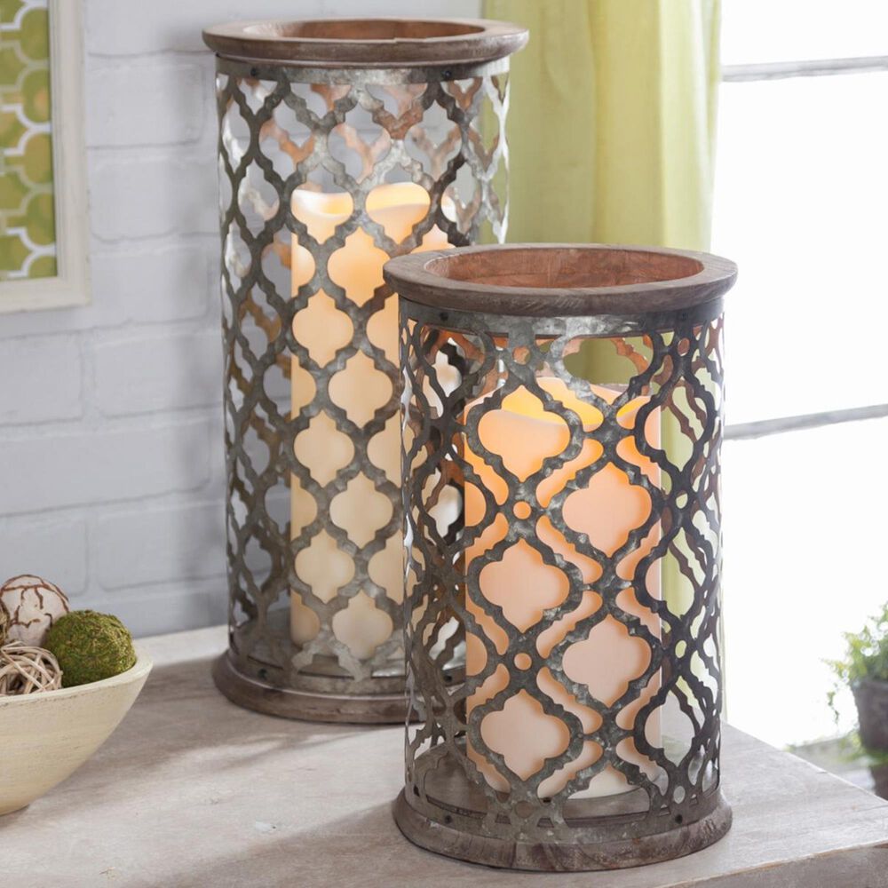 The Gerson Company 17" Wood Lantern in Brown, , large