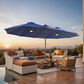 HOMLUX 15" Double-Sided Outdoor Market Umbrella with Sandbag Base and White LED Beads in Royal Blue, , large