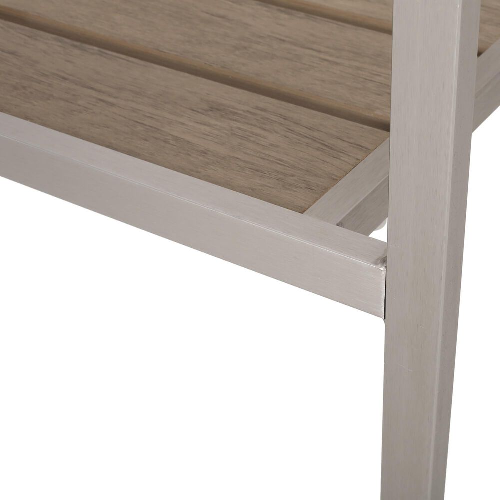 Hearth and Haven Outdoor Dining Chair with Faux Wood Seat in Natural and Silver &#40;Set of 2&#41;, , large