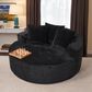 HOMLUX 59" Plush Corduroy Round Chair in Black, , large