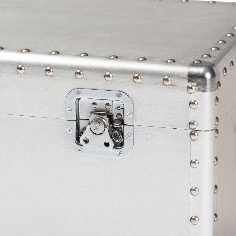 Baxton Studio Serge Storage Trunk in Silver, , large