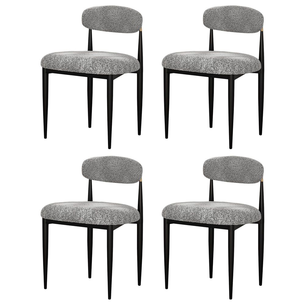 Morden Fort Modern Boucle Side Chair with Grey Cushion in Black and Gold (Set of 4), , large
