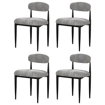 Morden Fort Modern Boucle Side Chair with Grey Cushion in Black and Gold (Set of 4), , large