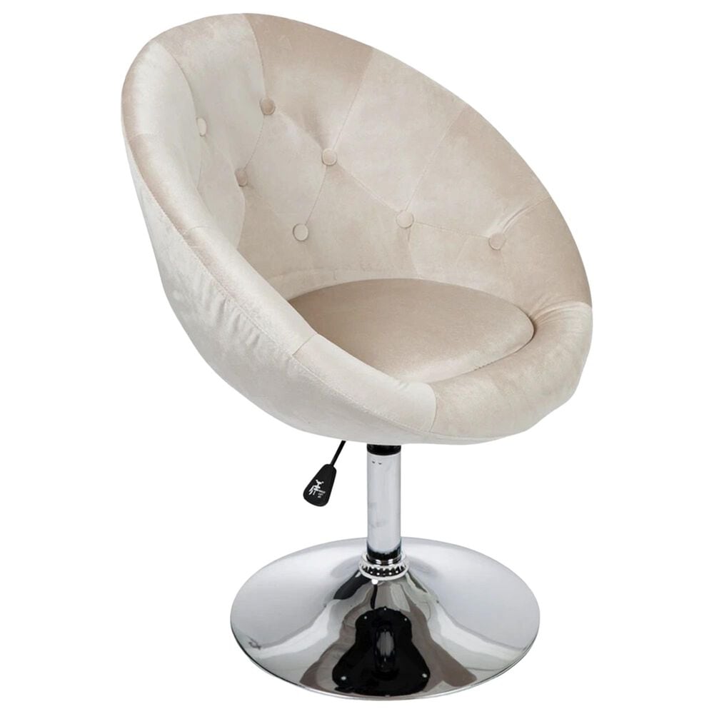 Impressions Vanity Antoinette Vanity Chair with Ivory Velvet Cushion in Stainless Steel, , large