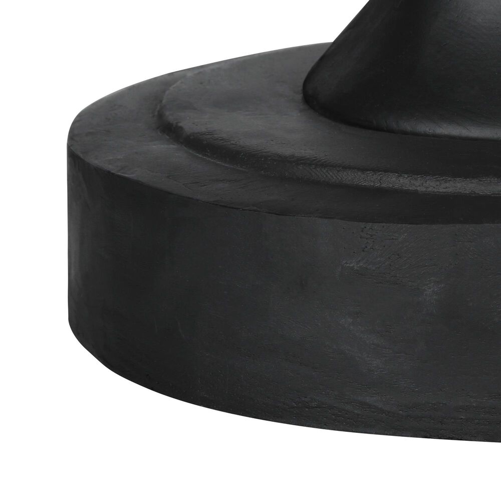Hearth and Haven Outdoor Round Side Table with Sculpted Pedestal Base in Black, , large