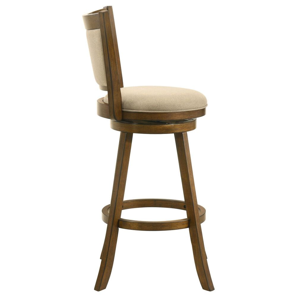 Armen Living Aiden Swivel Bar Height Stool with Light Scone Upholstery in Sepia Brown, , large