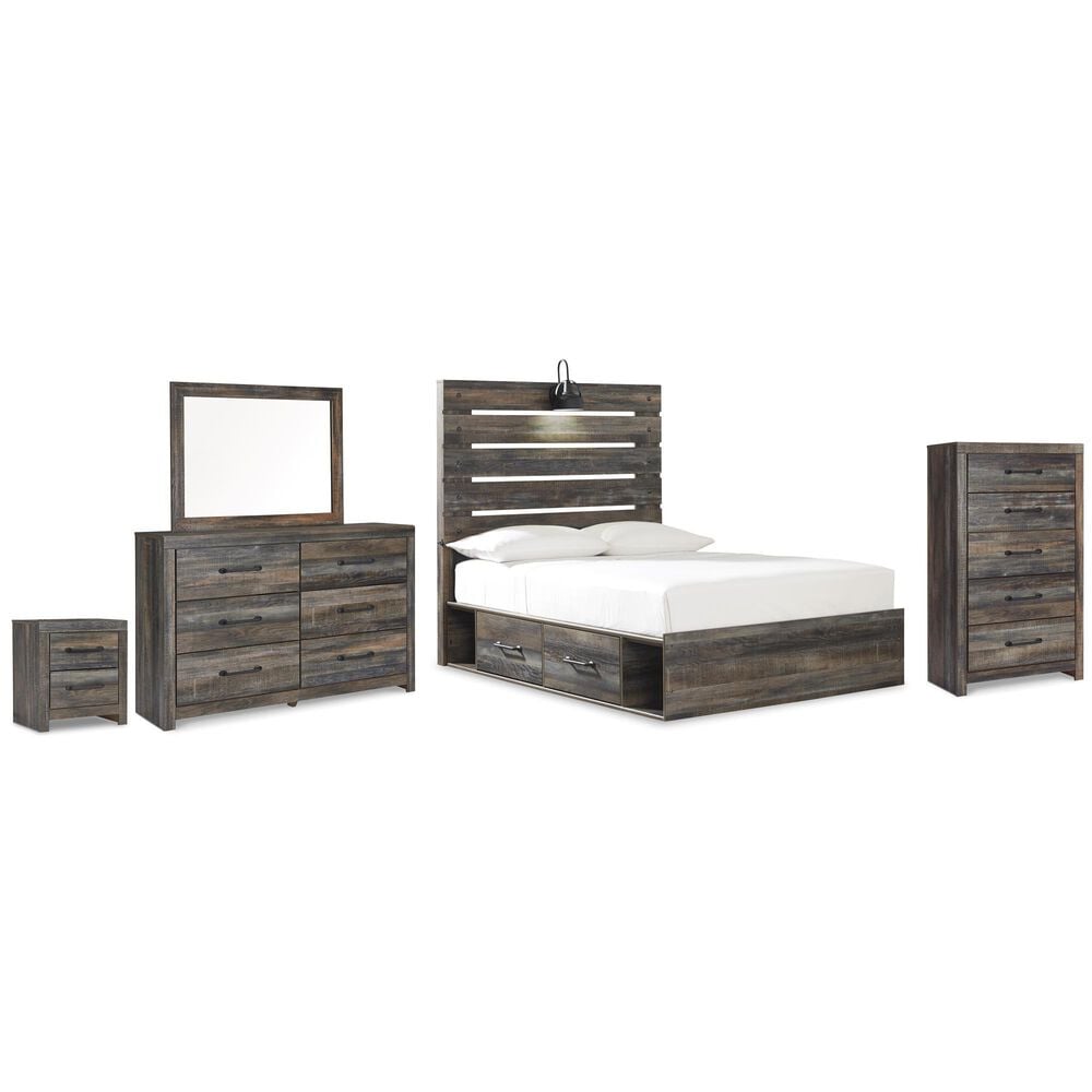 Ashley Drystan 5 Piece Full Bedroom Set in Rustic Brown, , large