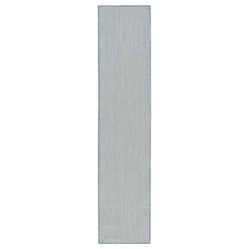 Nourison Courtyard Ivory and Aqua 2&#39;2&quot; x 8&#39; Indoor/Outdoor Runner, , large