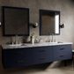 Lexora Home Castor 80" Double Bathroom Vanity in Blue with 2 cm White Carrara Marble Top and Rectangular Sinks, , large