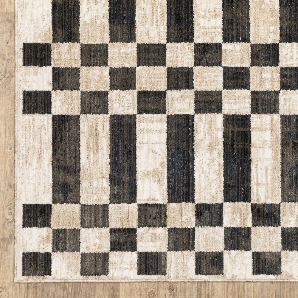 ROW by Oriental Weavers Hunter HNT10 Beige and Black 5'3" x 7'6" Area Rug, , large