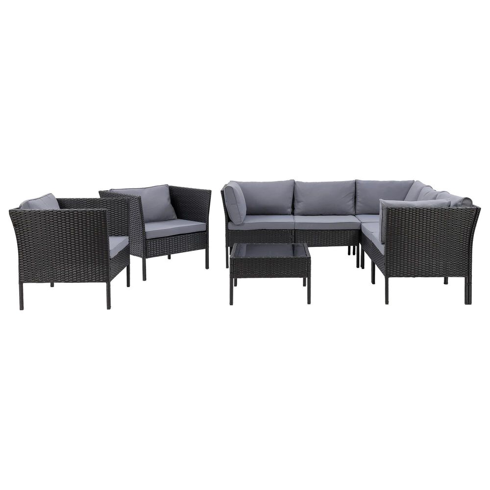 CorLiving Parksville 8-Piece Patio Sectional Set in Black/Gray, , large