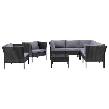 CorLiving Parksville 8-Piece Patio Sectional Set in Black/Gray, , large