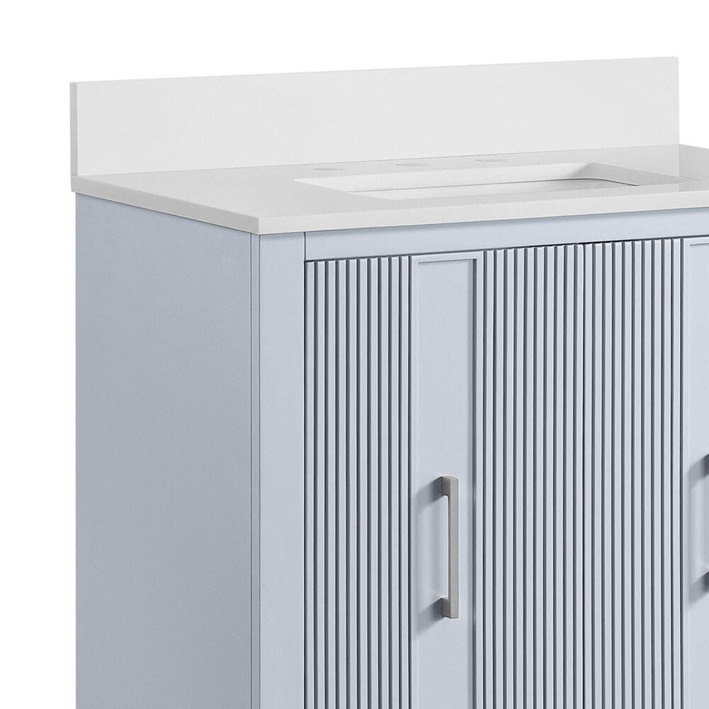 37B Fenwick 30" Single Bathroom Vanity in Soft Blue with Glossy White Composite Stone Top and Backsplash, , large