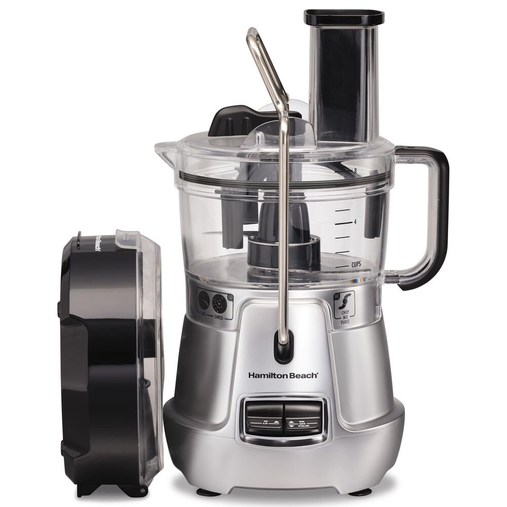 Hamilton Beach 8-Cup Stack and Snap Food Processor with Bowl Scraper and Adjustable Slicing in Silver, , large