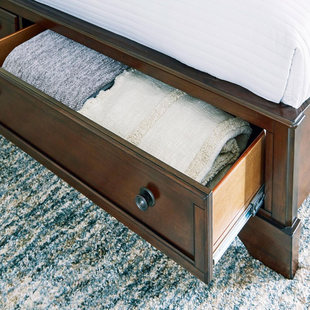 Ashley Trellington King Sleigh Storage Bed in Warm Brown Cherry, , large