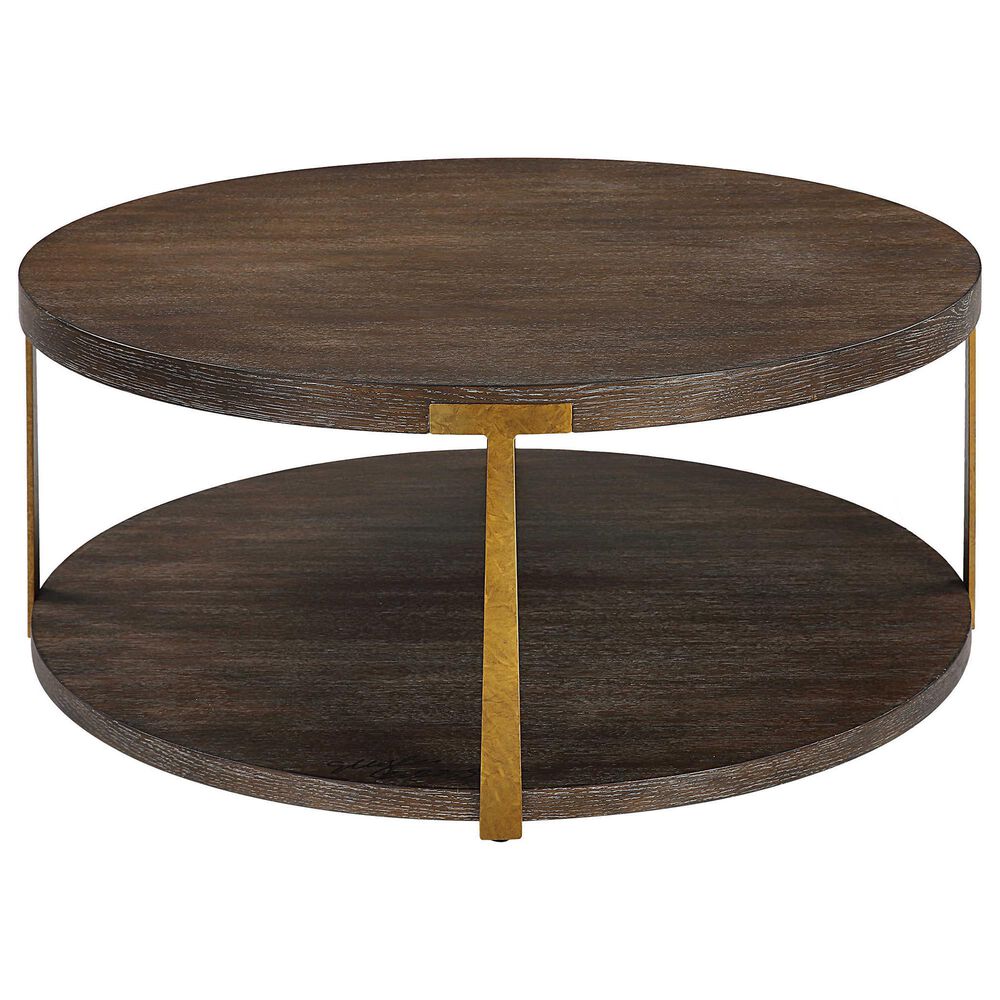 Uttermost Palisade Coffee Table in Coffee Oak and Antique Gold, , large